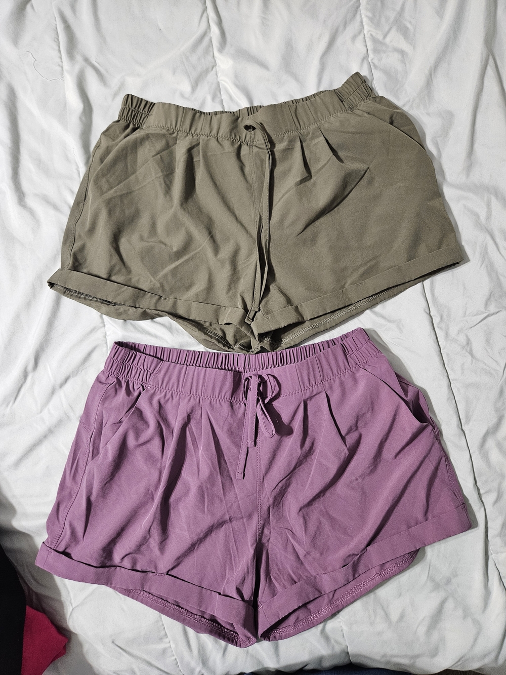 ZYIA Olive Green and Lavender Athletic Shorts Duo